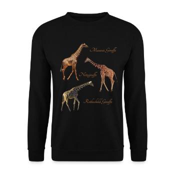 3 giraffes - species / Kenya / Africa / wild animals - Unisex Sweatshirt - black - Front - Alina (178cm) & Michal (187cm)