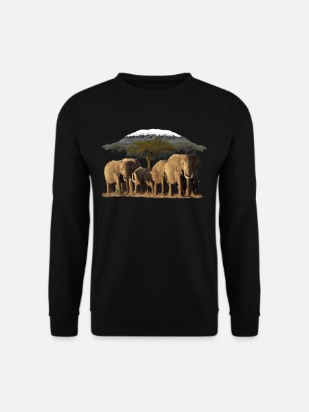 Kilimanjaro und Elefanten in Kenia / Afrika - Unisex Pullover - Schwarz