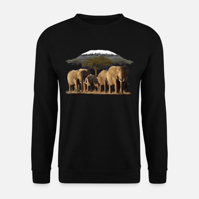 Kilimanjaro und Elefanten in Kenia / Afrika - Unisex Pullover - Schwarz