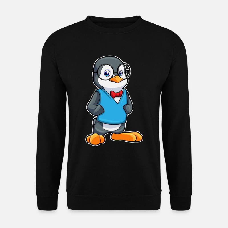 Pinguin als Nerd mit Brille - Unisex Pullover - Schwarz