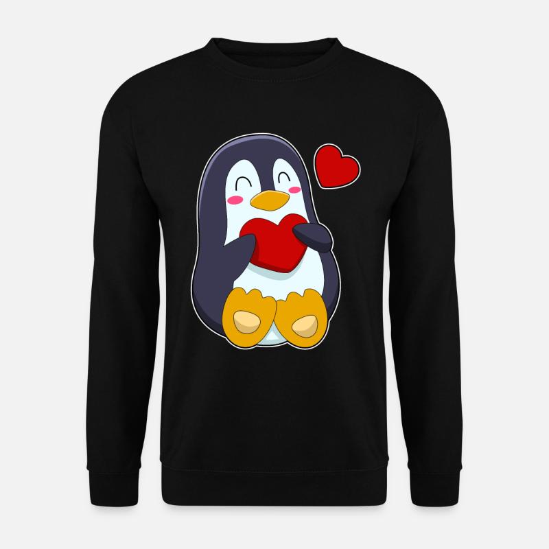 Penguin with heart - Unisex Sweatshirt - black