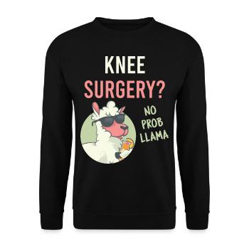 Lustige Knie-OP? No Prob Llama Reconstructive Medi - Unisex Pullover - Schwarz - Vorne - Alina (178cm) & Michal (187cm)