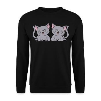 Süße graue Katzen Kätzchen Katzenbesitzerin Katze - Unisex Pullover - Schwarz - Vorne - Alina (178cm) & Michal (187cm)
