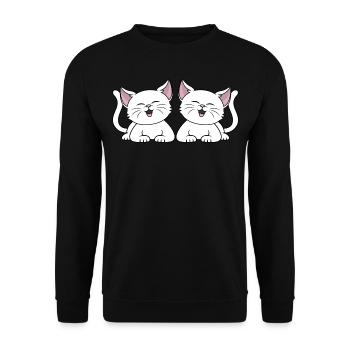 Süße weiße Katzen Katzenbesitzerin Kätzchen Katze - Unisex Pullover - Schwarz - Vorne - Alina (178cm) & Michal (187cm)