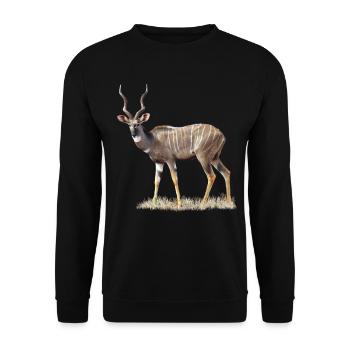 Kudu - African Antelope - Kenya / Africa - Unisex Sweatshirt - black - Front - Alina (178cm) & Michal (187cm)