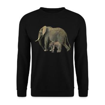Elephant mom with baby in Kenya Africa - Unisex Sweatshirt - black - Front - Alina (178cm) & Michal (187cm)