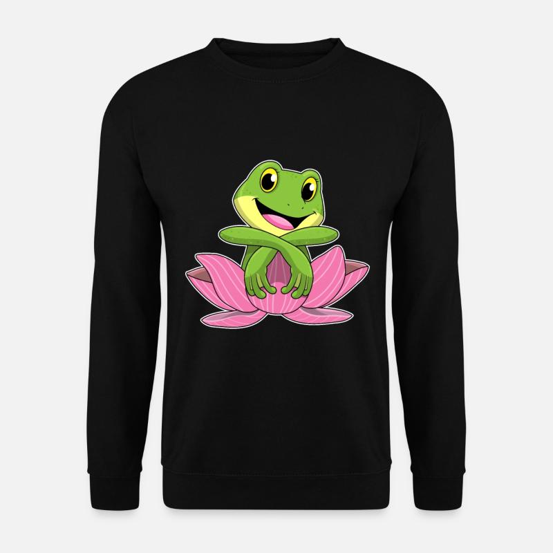 Frog with lotus flower - Unisex Sweatshirt - black
