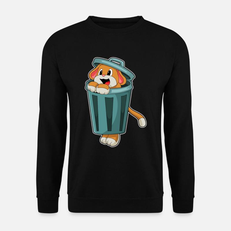 Hund mit Mülleimer - Unisex Pullover - Schwarz