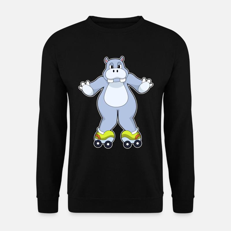 Nilpferd mit Rollschuhe - Unisex Pullover - Schwarz