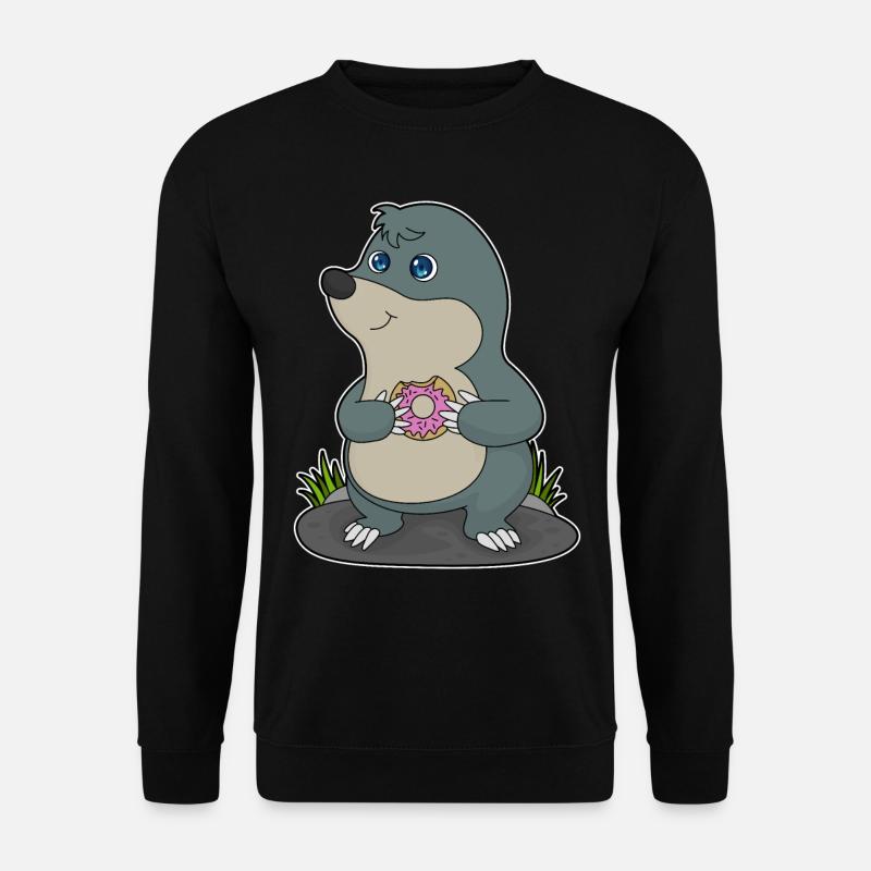 Maulwurf mit Donut - Unisex Pullover - Schwarz