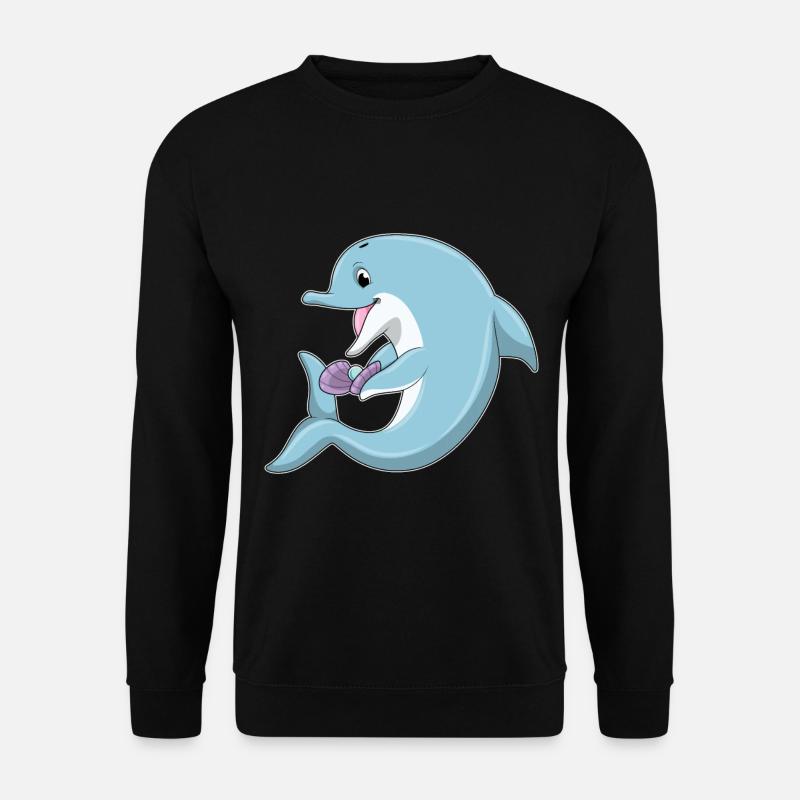 Delfin mit Perle - Unisex Pullover - Schwarz