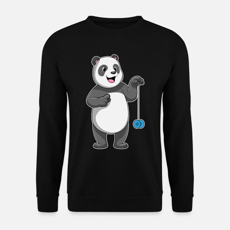 Panda mit Jojo - Unisex Pullover - Schwarz