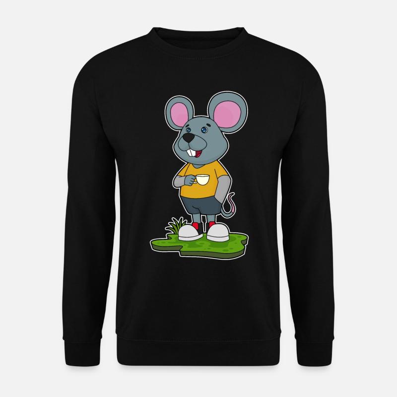 Mouse with coffee cup - Unisex Sweatshirt - black