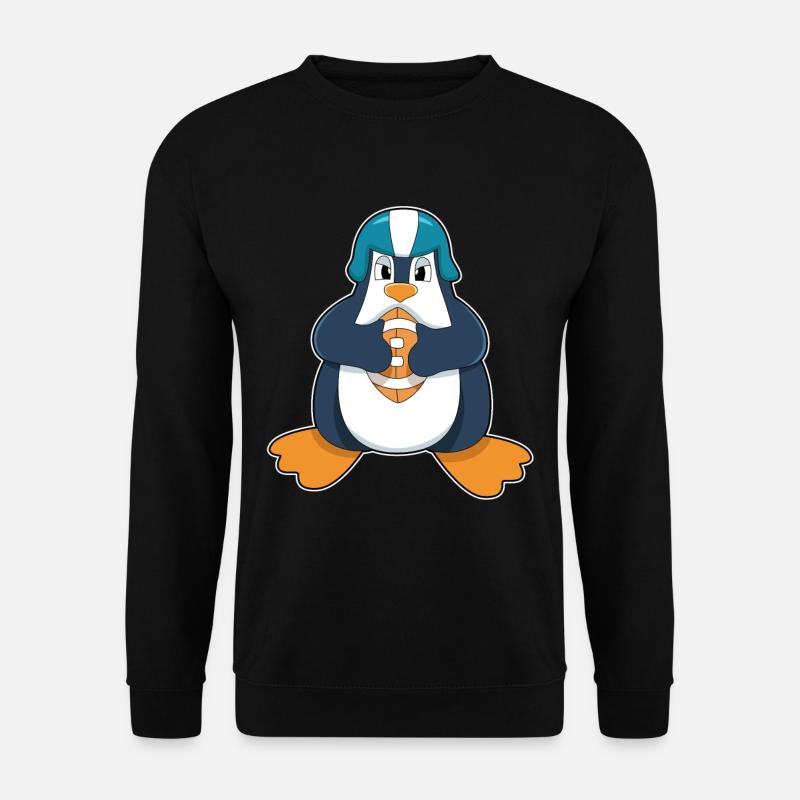 Pinguin beim Football Sport - Unisex Pullover - Schwarz