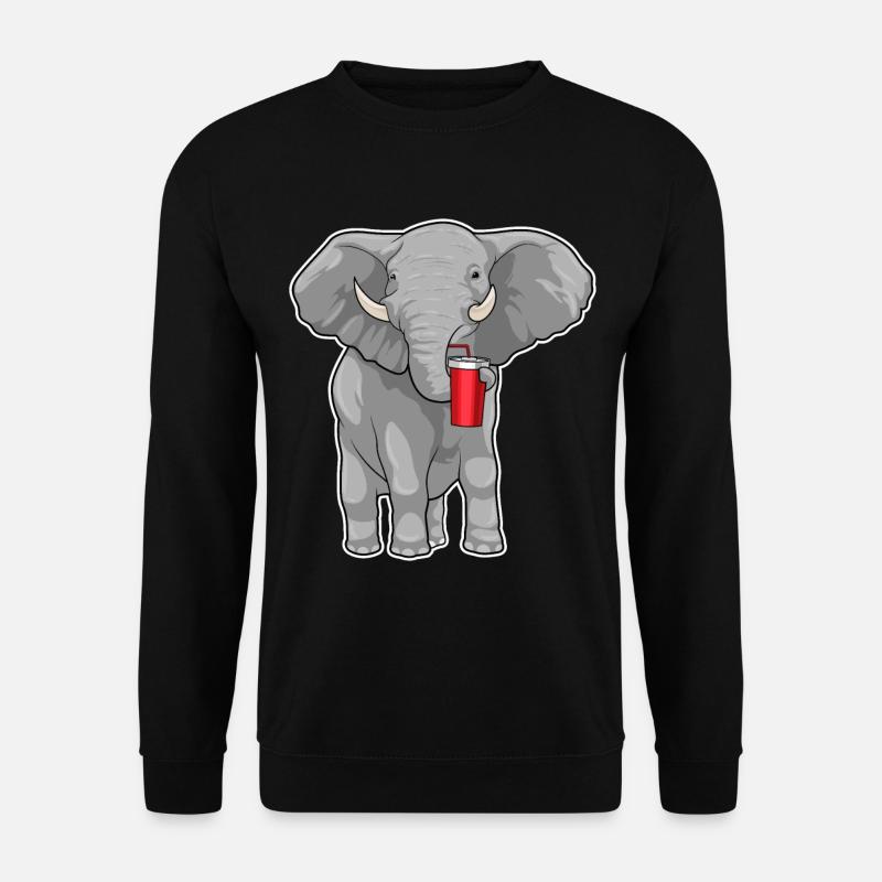 Elefant Trinkbecher - Unisex Pullover - Schwarz