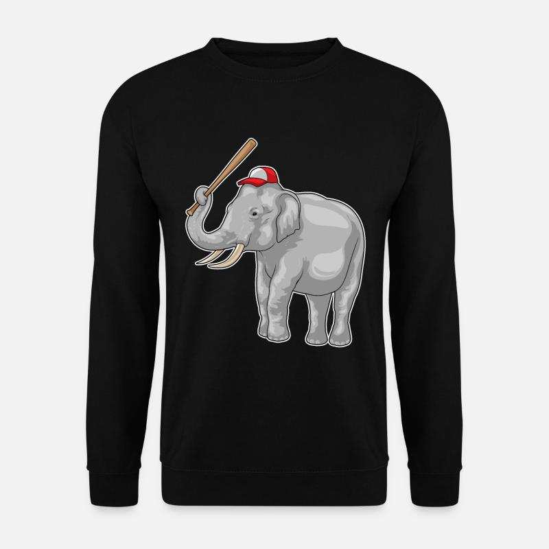 Elefant Baseballschläger Baseball - Unisex Pullover - Schwarz