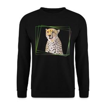 Dessin de guépard - Big Cat - Chat - Afrique - Sweat-shirt Unisexe - noir - Devant - Alina (178cm) & Michal (187cm)
