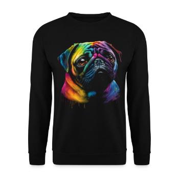 Pug dog in rainbow colors - Unisex Sweatshirt - black - Front - Alina (178cm) & Michal (187cm)