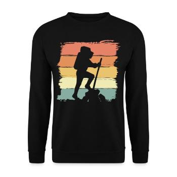 Wandern Trekking retro - Unisex Pullover - Schwarz - Vorne - Alina (178cm) & Michal (187cm)