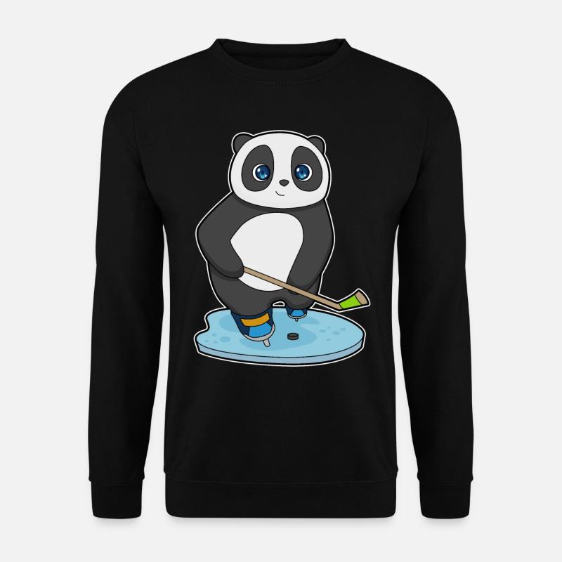 Panda Eishockey Eishockeyschläger - Unisex Pullover - Schwarz