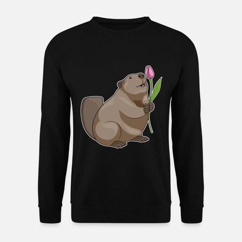 Beaver Tulip Flowers - Unisex Sweatshirt - black
