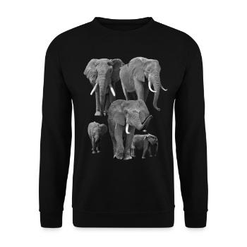 Elefanten Familie - Elis - Elefant in Afrika - Unisex Pullover - Schwarz - Vorne - Alina (178cm) & Michal (187cm)