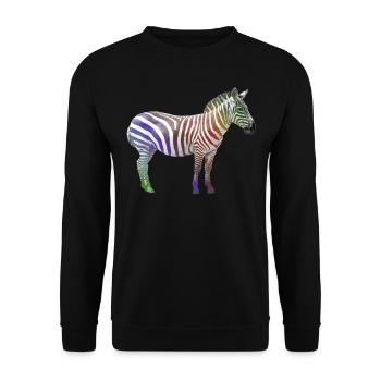 Zebra Regenbogen - Zebra Wildtier in Afrika - Unisex Pullover - Schwarz - Vorne - Alina (178cm) & Michal (187cm)