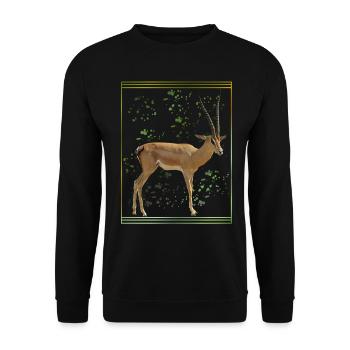Grant Gazellen - Antilope - Wildtiere Afrika - Unisex Pullover - Schwarz - Vorne - Alina (178cm) & Michal (187cm)