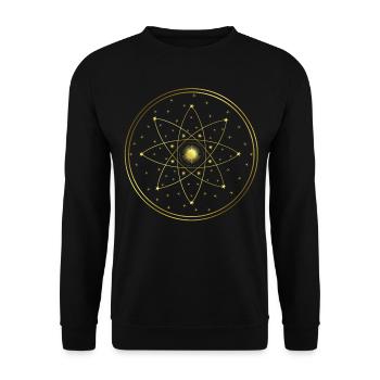 Sterne - Sonne - Kreise - Grafik - Geometrie - Unisex Pullover - Schwarz - Vorne - Alina (178cm) & Michal (187cm)