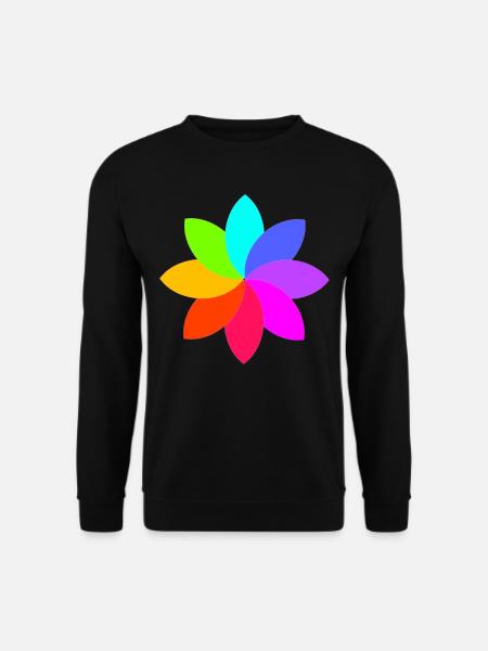 Regenbogenblume - Regenbogenfarben - Blume Grafik - Unisex Pullover - Schwarz