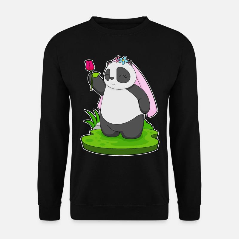 Panda Bride Rose Mariage - Sweat-shirt Unisexe - noir