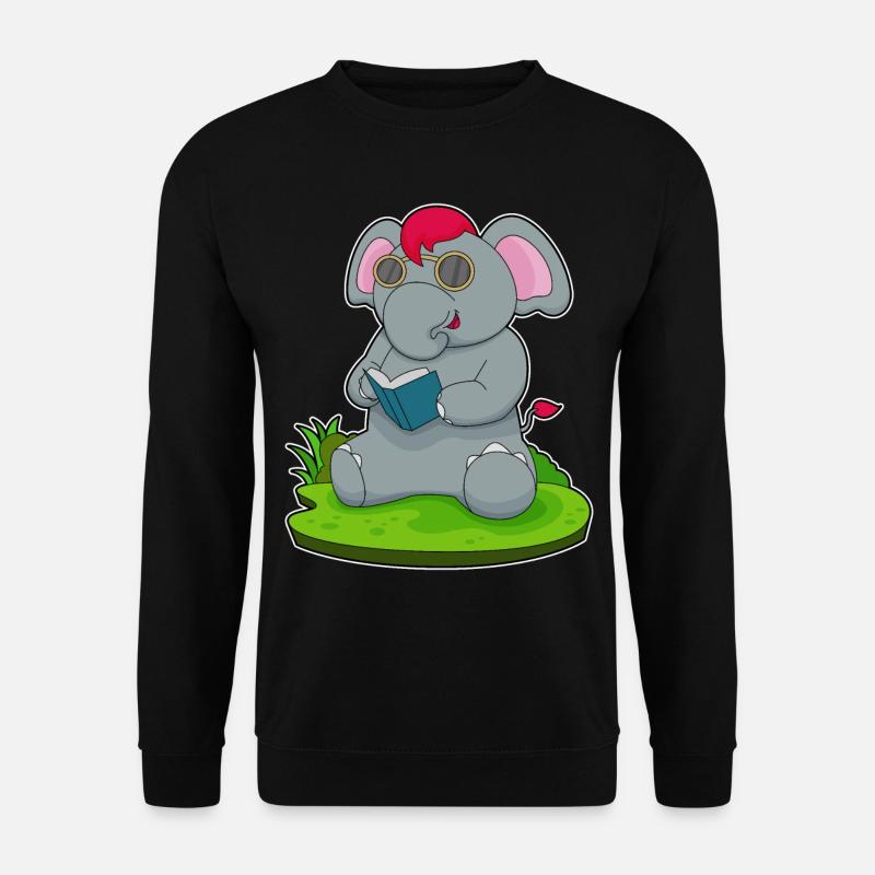 Elephant Book Glasses - Unisex Sweatshirt - black