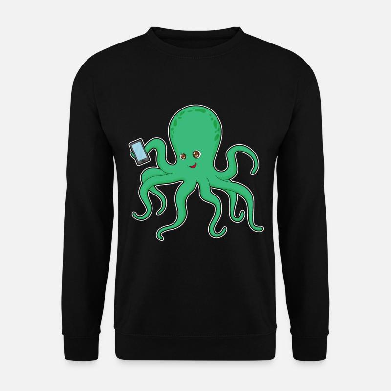 Krake Handy - Unisex Pullover - Schwarz
