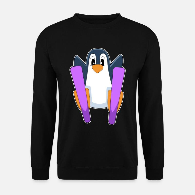 Penguin Skier Ski - Unisex Sweatshirt - black