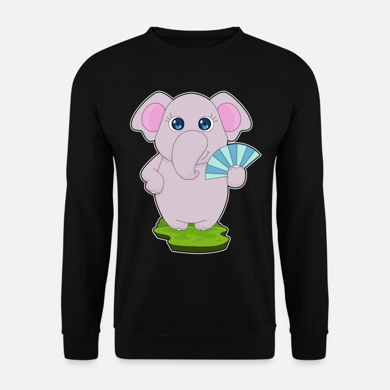 Elephant hand fan - Unisex Sweatshirt - black
