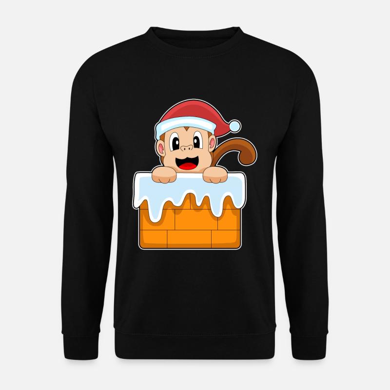 Monkey Christmas Santa Hat - Unisex Sweatshirt - black