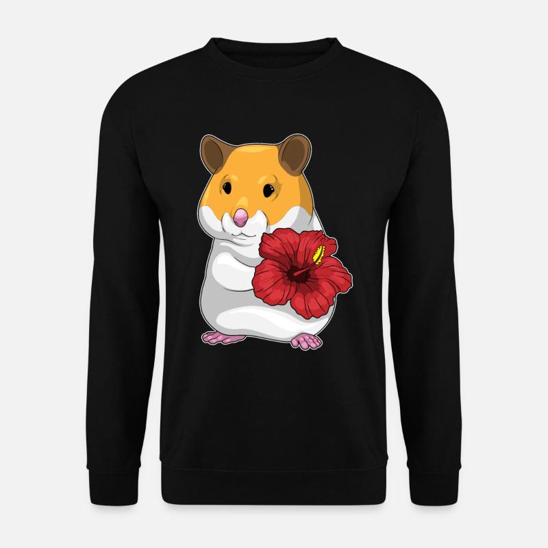 Hamster Hibiskus Blumen - Unisex Pullover - Schwarz