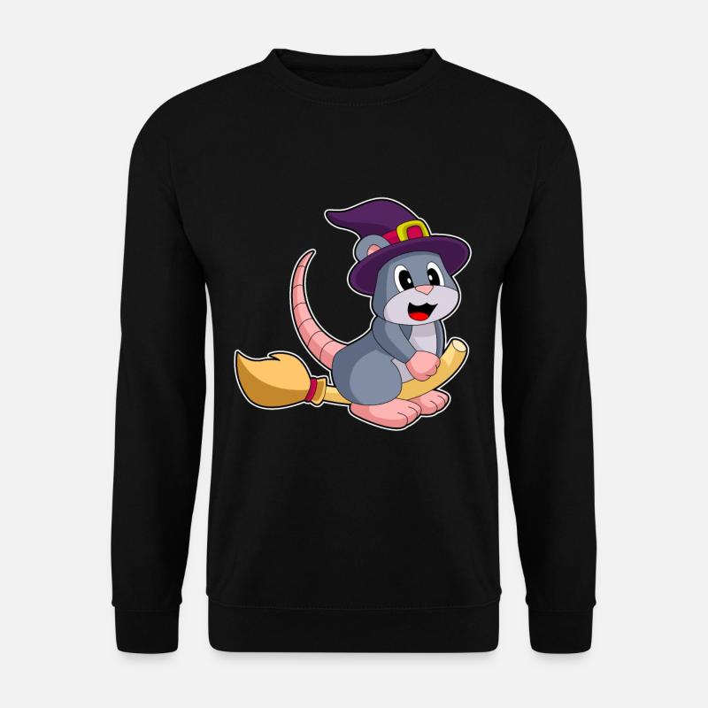 Mouse Halloween Witch Broom - Unisex Sweatshirt - black
