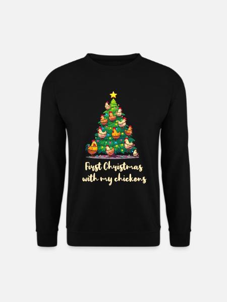 Weihnachten mit Hühnern Hühnerbesitzer Hühnerstall - Unisex Pullover - Schwarz