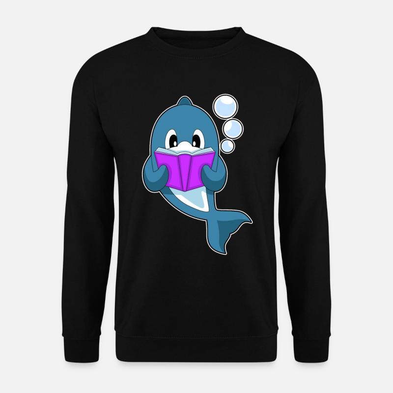 Dolphin Reading Book - Unisex Sweatshirt - black