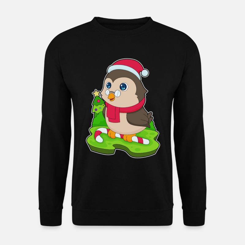 Owl Christmas Candy Cane - Unisex Sweatshirt - black
