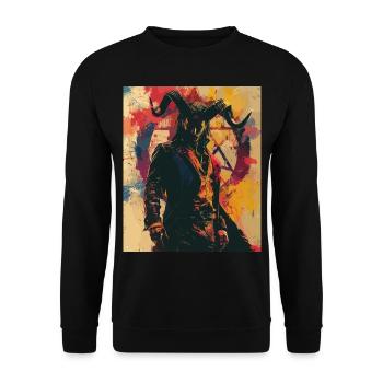 The Devil - Skull, Totenkopf, Teufel - Unisex Pullover - Schwarz - Vorne - Alina (178cm) & Michal (187cm)