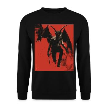 The Devil - Skull, Totenkopf, Teufel - Unisex Pullover - Schwarz - Vorne - Alina (178cm) & Michal (187cm)