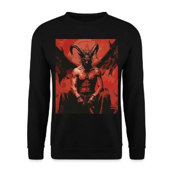 The Devil - Skull, Totenkopf, Teufel - Unisex Pullover - Schwarz - Vorne - Alina (178cm) & Michal (187cm)