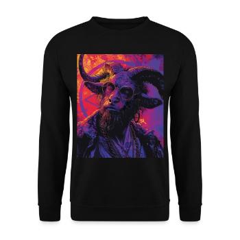 The Devil - Skull, Totenkopf, Teufel - Unisex Pullover - Schwarz - Vorne - Alina (178cm) & Michal (187cm)