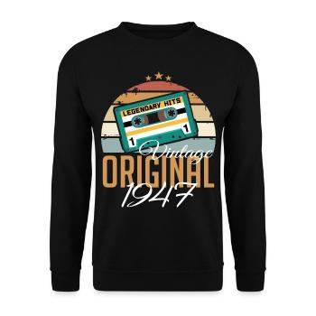 Vintage 1947 Born Original 1947 Birthday - Unisex Sweatshirt - black - Front - Alina (178cm) & Michal (187cm)