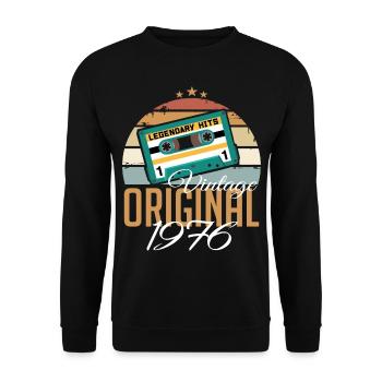 Jahrgang 1976 geboren Original 1976 Geburtstag - Unisex Pullover - Schwarz - Vorne - Alina (178cm) & Michal (187cm)