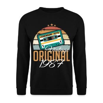 Millésime 1987 Né Original 1987 Anniversaire - Sweat-shirt Unisexe - noir - Devant - Alina (178cm) & Michal (187cm)