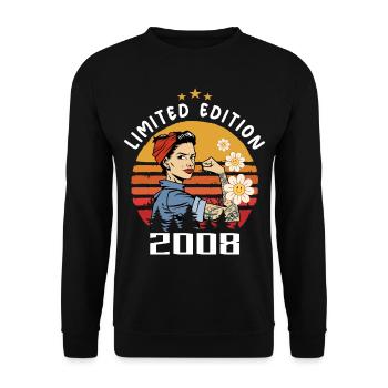 Retro Birth Year 2008 Vintage Birthday 2008 - Unisex Sweatshirt - black - Front - Alina (178cm) & Michal (187cm)