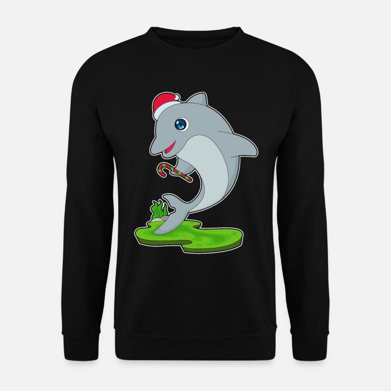 Dolphin Christmas Candy Cane - Unisex Sweatshirt - black